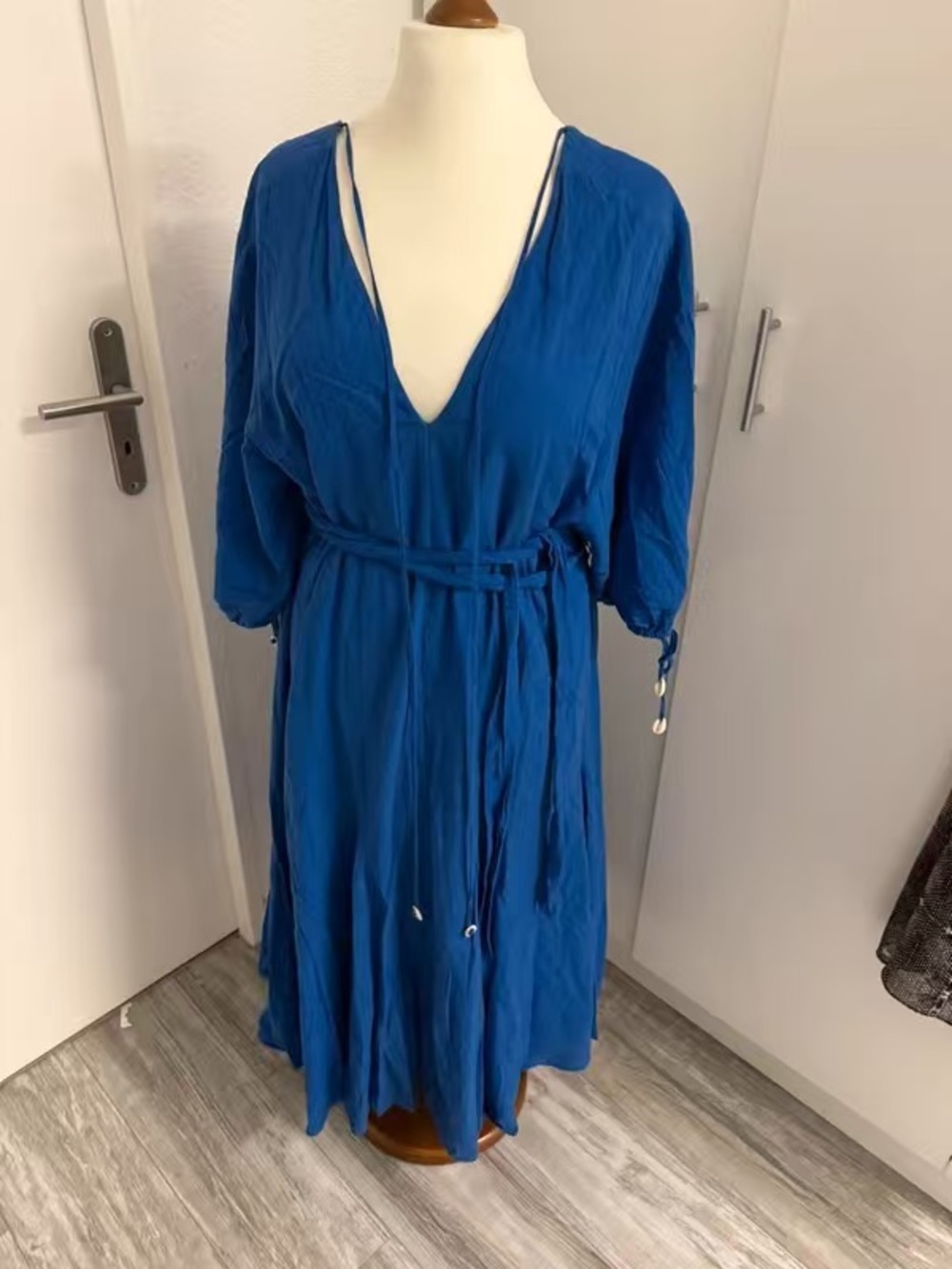Women’s Deep Blue V-Neck Swim Cover-Up Dress